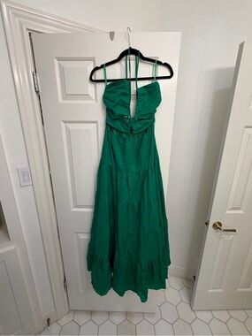Emerald Green Tiered Maxi Dress with Spaghetti Straps